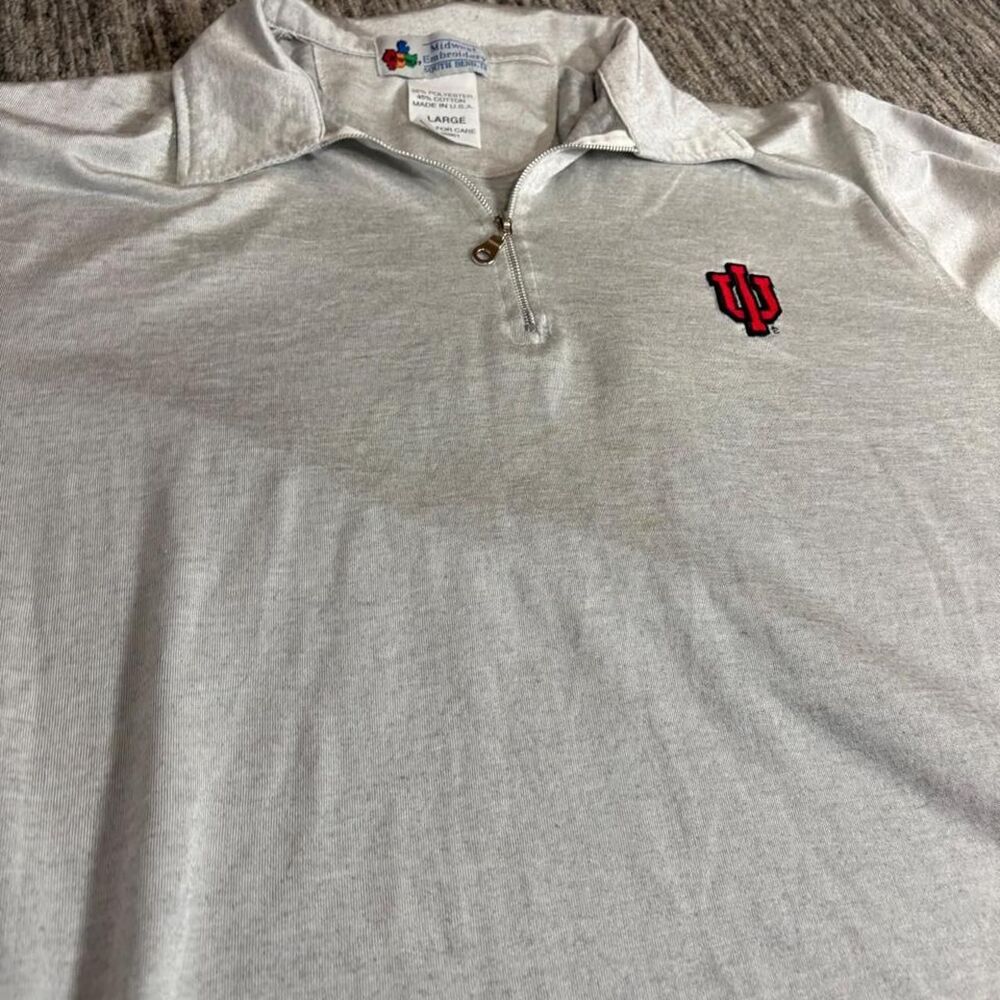 Indiana University American-vintage Men's Grey and White Polo-shirts